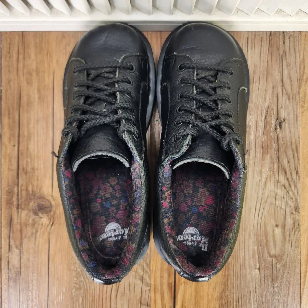 Dr Martens Keani Oxford Shoes Womens Sz 7 Black Leather Chunky Lace Up Platform